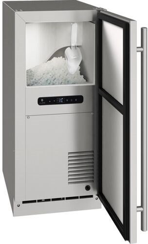 U-Line Outdoor Nugget Ice Machine 15" Reversible Hinge Solid 115v: Stainless Steel